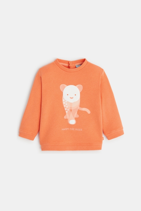 Sweat molleton félin orange bébé garçon