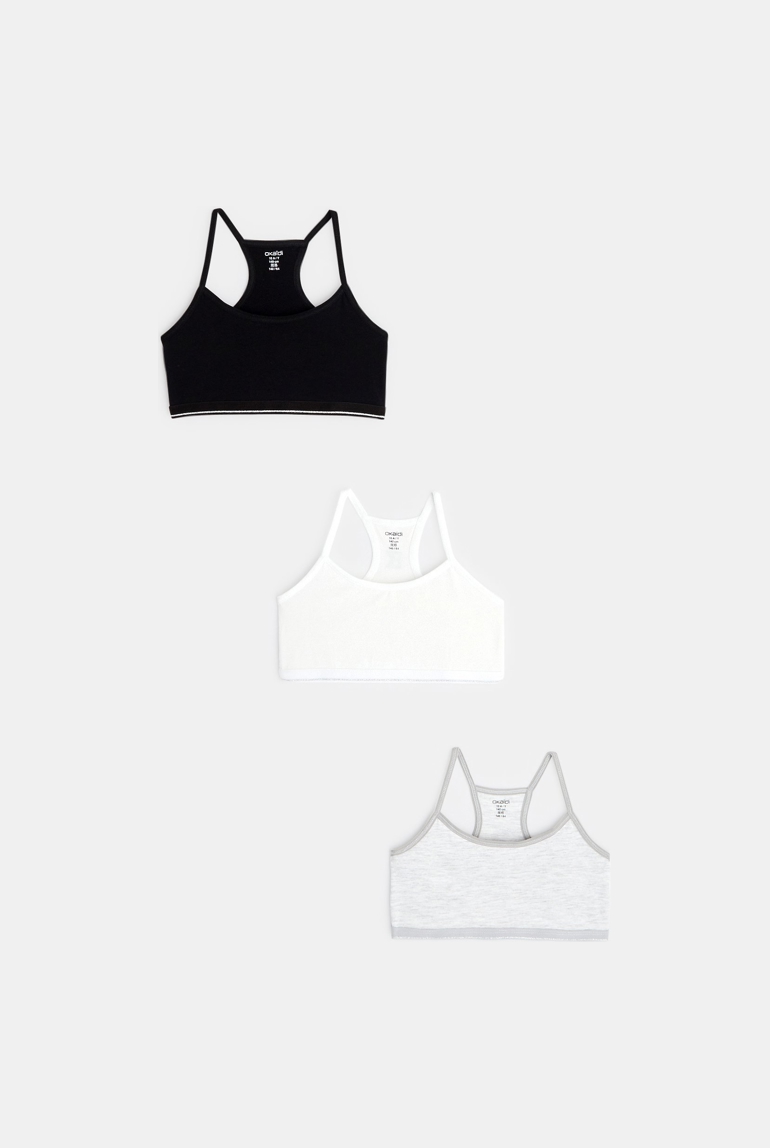 Brassières unies (lot de 3) blanc fille 1