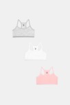 Brassières unies (lot de 3) blanc fille