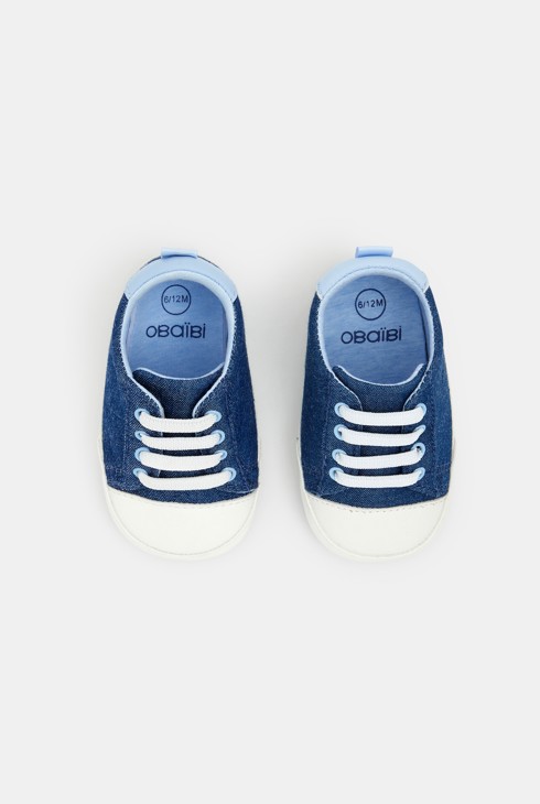 Basket montante effet denim bleues naissance 2