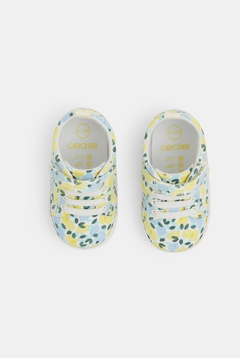 Bedruckte Stoff-Turnschuhe Blau Geburt 2