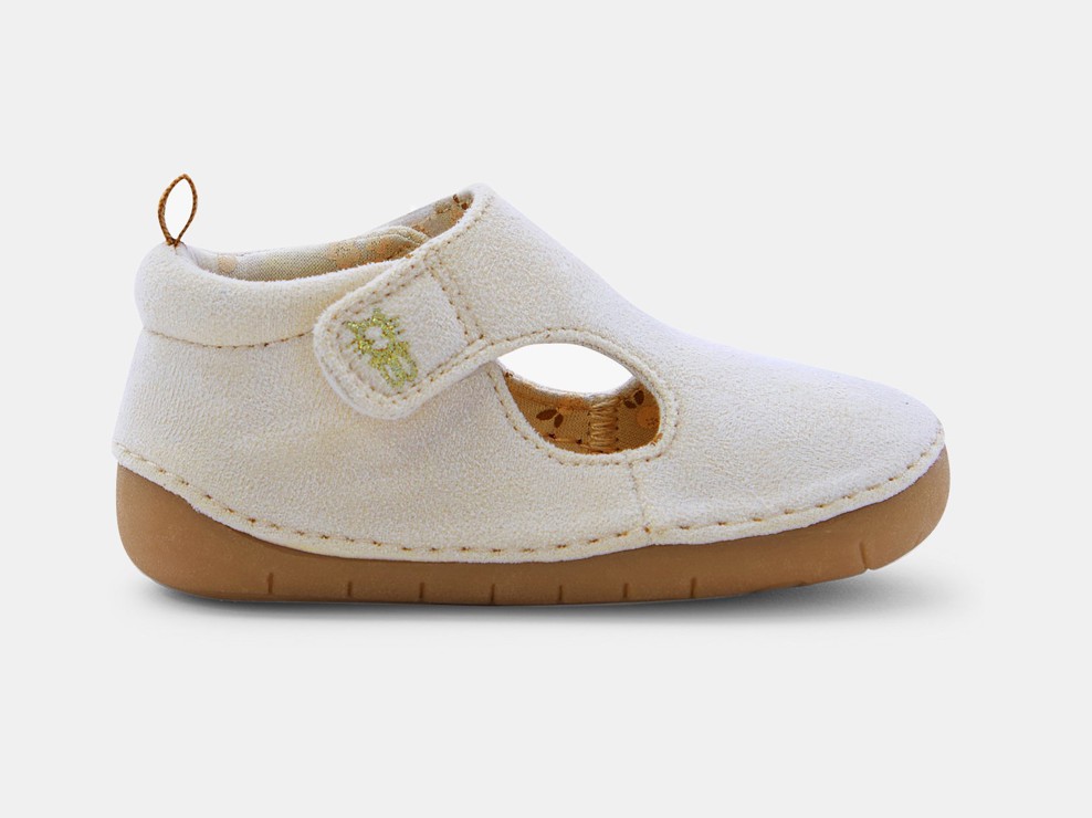 Beigefarbene Laufgitter-Hausschuhe Baby Mädchen 1
