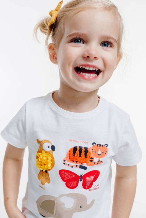 Bilderbuch-T-Shirt Weiß Baby Mädchen 1