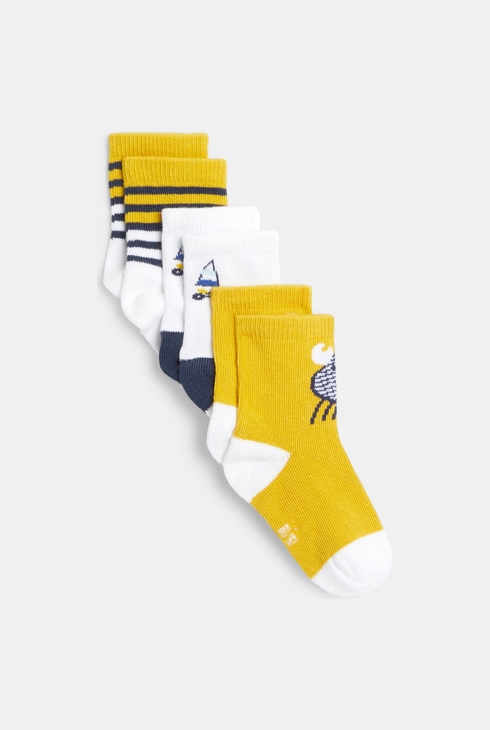 Chaussettes thème marin (lot de 3) jaunes bébé garçon 1