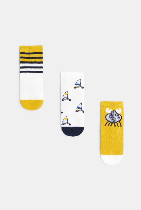 Chaussettes thème marin (lot de 3) jaunes bébé garçon 2