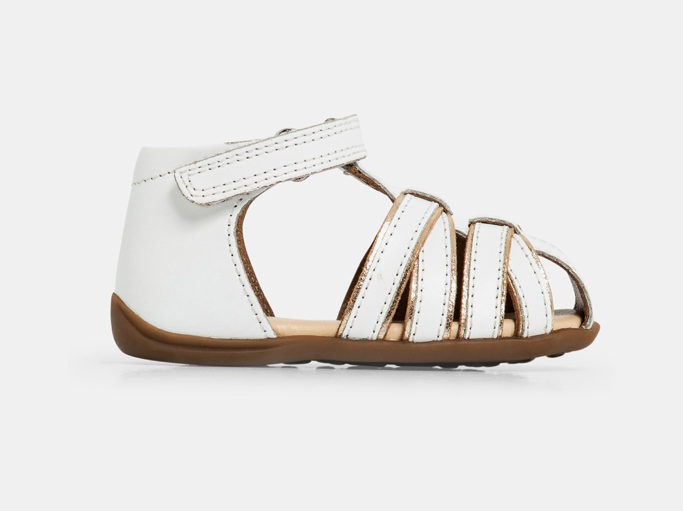 Sandales cuir premiers pas blanc bébé fille 1