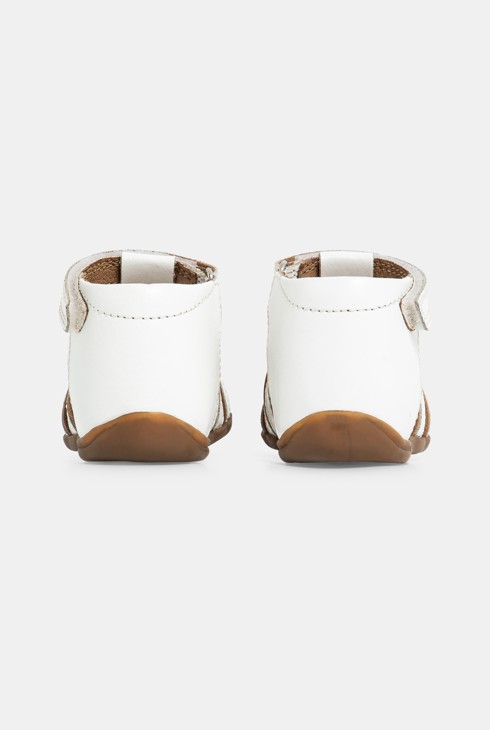 Weiße Baby-Ledersandalen für die ersten Schritte für Mädchen 2