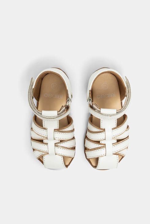 Weiße Baby-Ledersandalen für die ersten Schritte für Mädchen 2