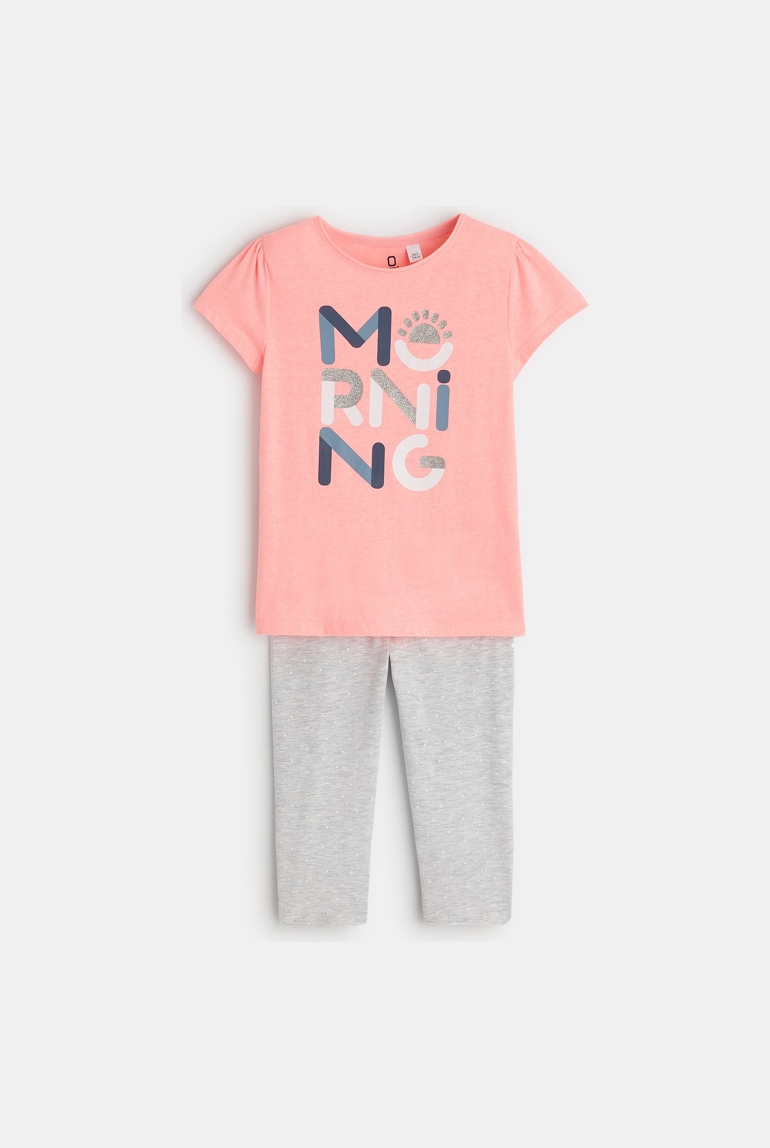 Pyjama d'été 2 pièces rose fille 1