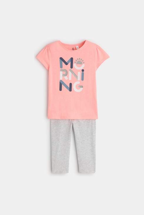 2-teiliger Sommerpyjama Rosa Mädchen 1