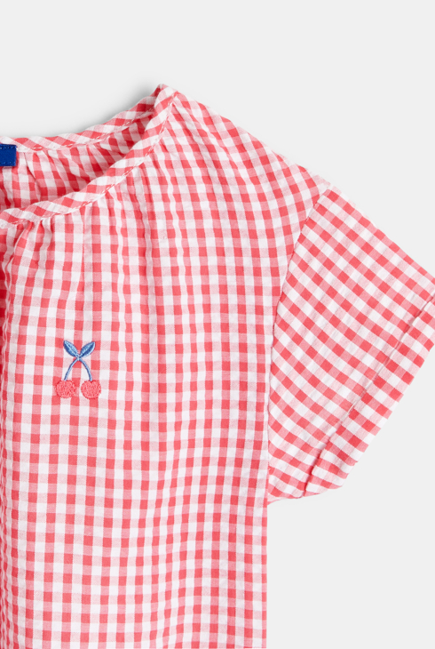 Bluza z vichyjskim karirastim vzorcem rožnata deklica 2