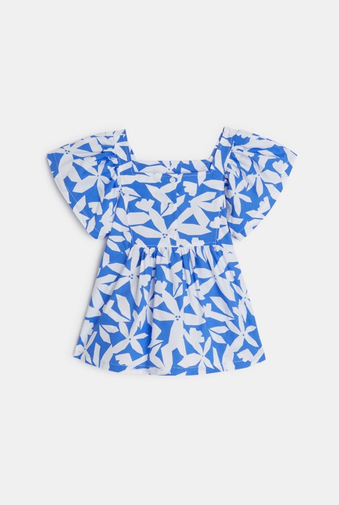 Potiskana bluza z metuljčkastimi rokavi modra deklica 2