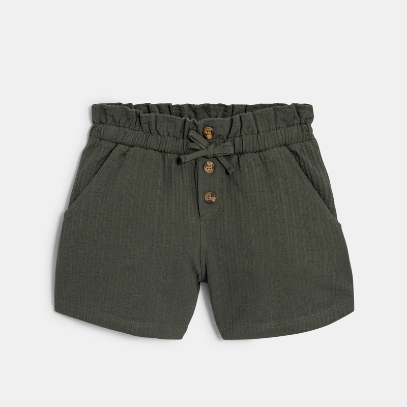 Short taille haute uni vert cyprès fille - 8A