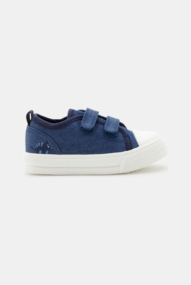 Tennis toile à scratch bleues bébé garçon 1