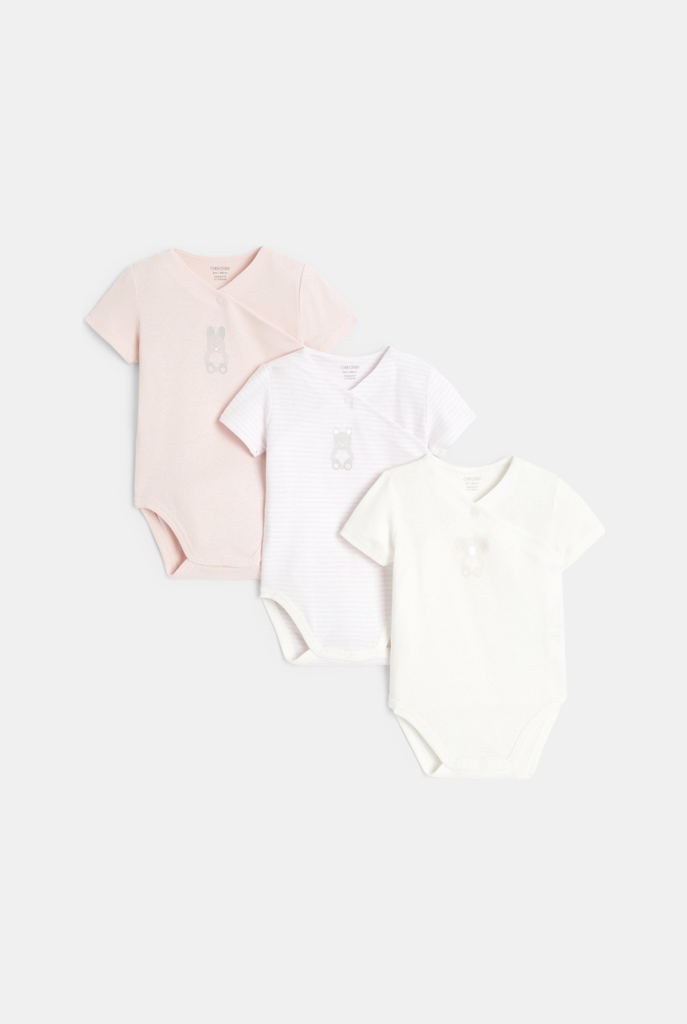 Bodi cruzado (pack de 3) rosa recién nacido 1