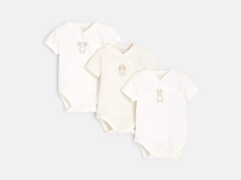 Body croisé manches courtes (lot de 3) blanc naissance 1