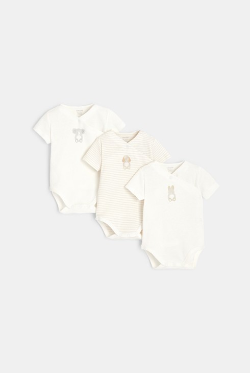 Body croisé manches courtes (lot de 3) blanc naissance 2
