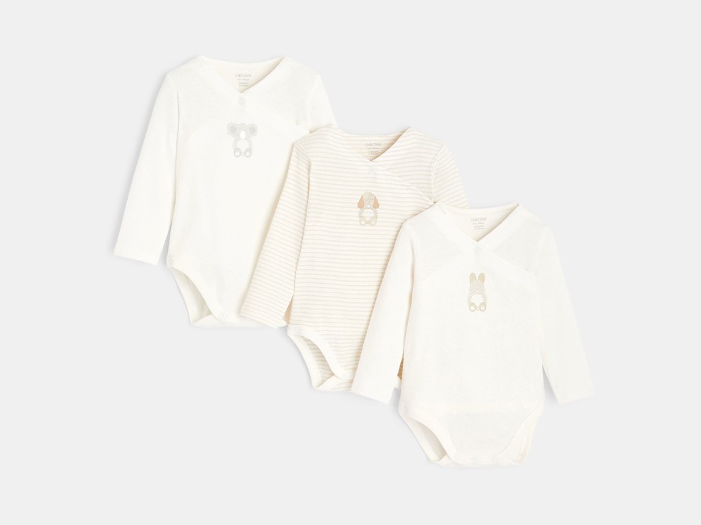 Body croisé animaux brillants (lot de 3) blanc naissance 1