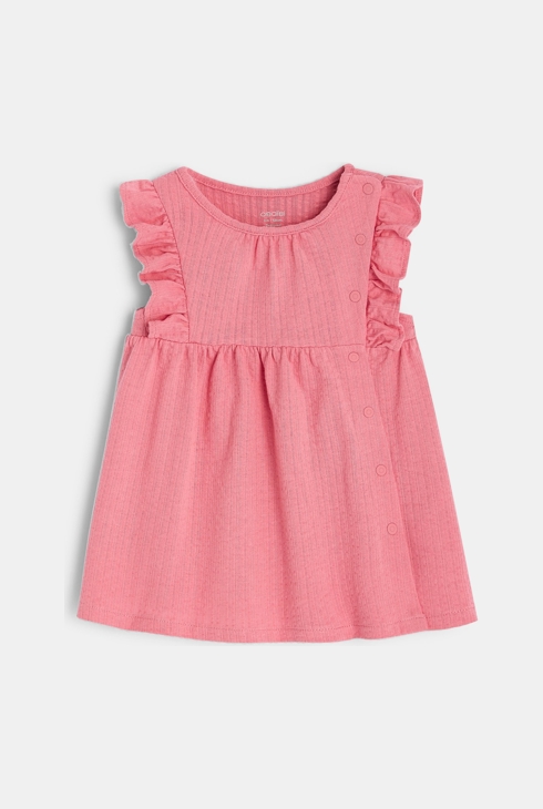 Robe effet pointelle et legging rose naissance
