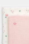Langes en gaze de coton fleuri et uni (lot de 2) blanc naissance 2