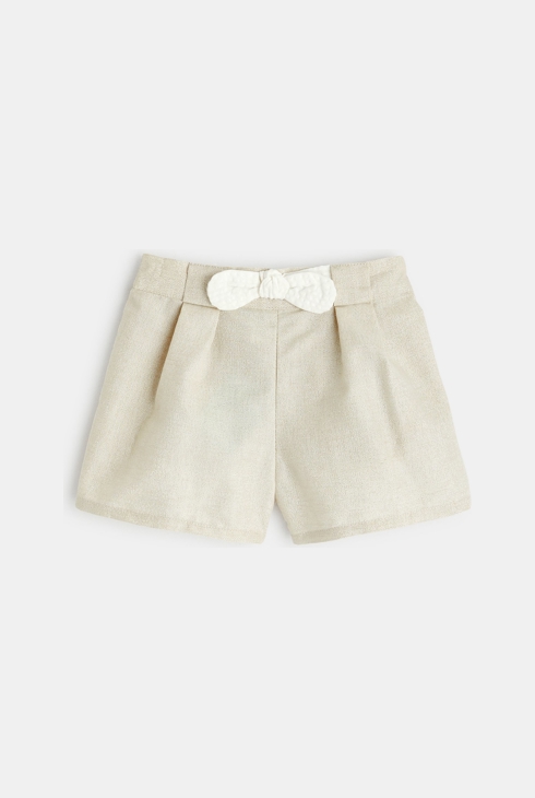 Glänzende Shorts mit Schleife Beige Baby Mädchen 1