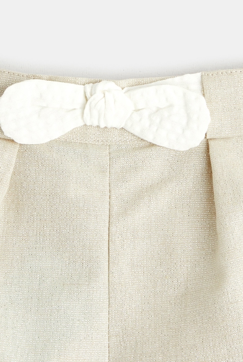 Short brillant à nœud beige bébé fille