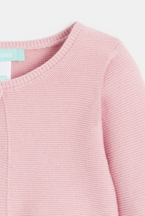 Gilet boléro court maille tricot rose bébé fille