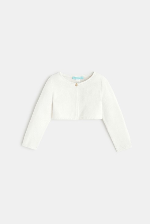 Gilet boléro court maille tricot blanc bébé fille 1