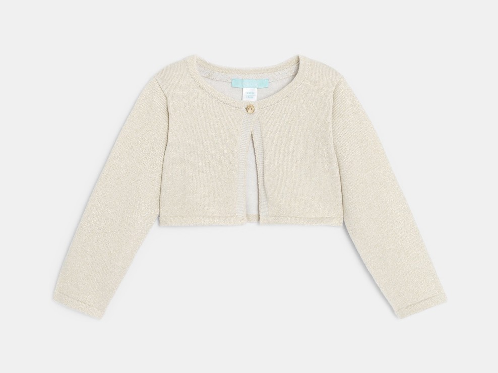 Gilet boléro court maille tricot doré bébé fille 1