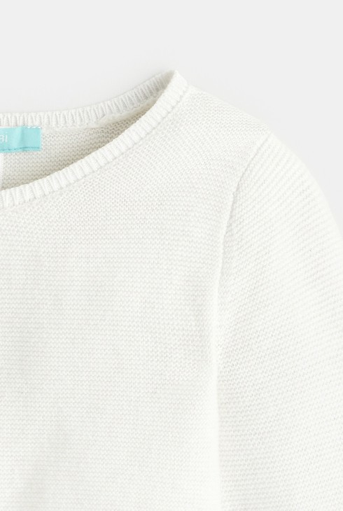 Gilet boléro court maille tricot blanc bébé fille