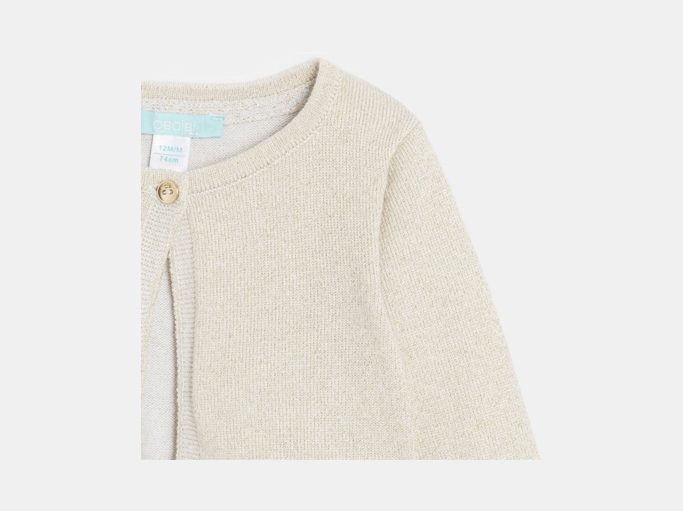 Krótkie rozpinane bolerko z dzianiny kolor złoty dla dziewczynki 2