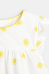 Robe fleurie seersucker et bloomer jaune bébé fille 2