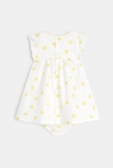 Robe fleurie seersucker et bloomer jaune bébé fille 3