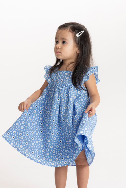 Schickes geblümtes Kleid in Blau Kleinkind Mädchen 2