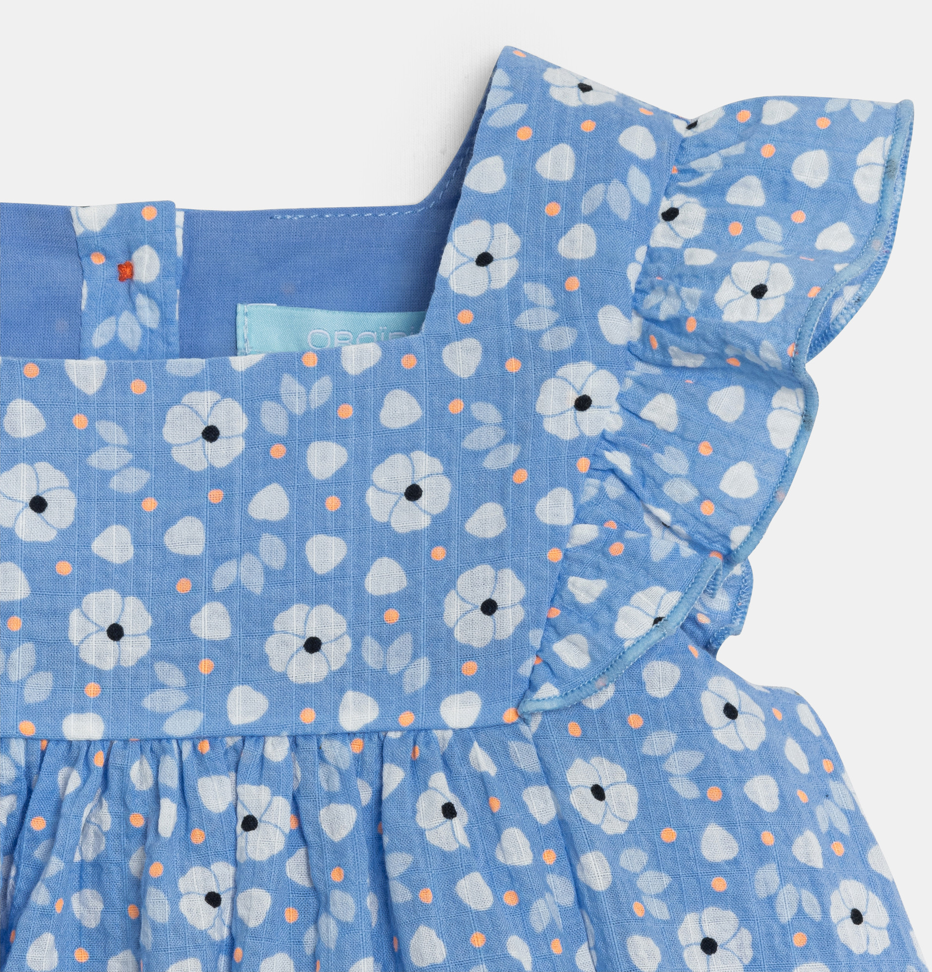 Robe chic fleurie bleu bébé fille