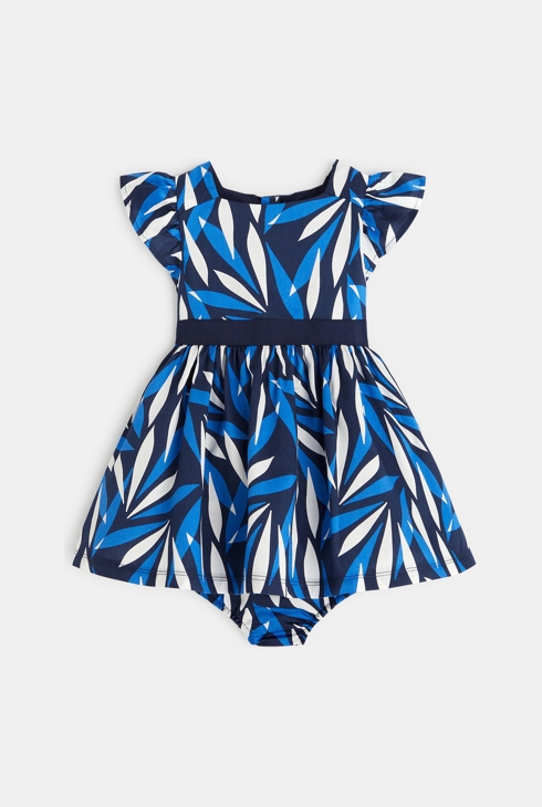 Festliches Kleid und Bloomer mit Blumenmuster Blau Baby Mädchen 1