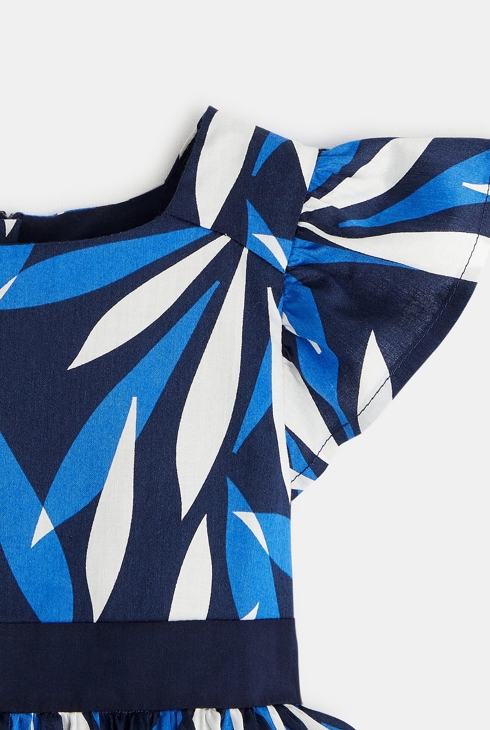 Robe de cérémonie et bloomer floral bleue bébé fille
