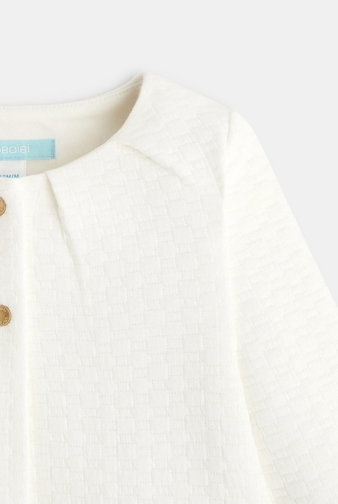 Gilet maille gaufrée blanc bébé fille