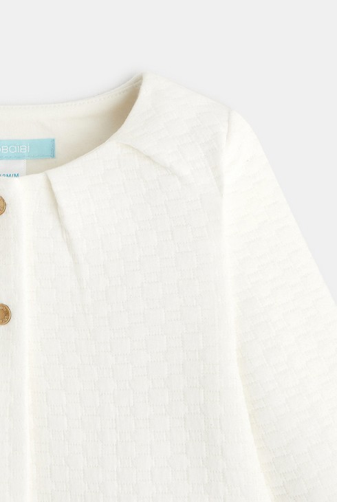 Gilet maille gaufrée blanc bébé fille 2