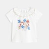 T-shirt col volant fleurs blanc bébé fille