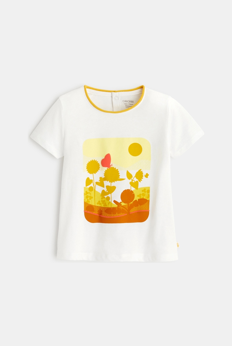 T-shirt papillons jaune bébé fille 1
