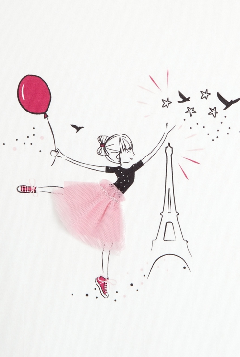 Weißes T-Shirt mit Skizzen-Print Lili Gaufrette für Mädchen Mädchen 2