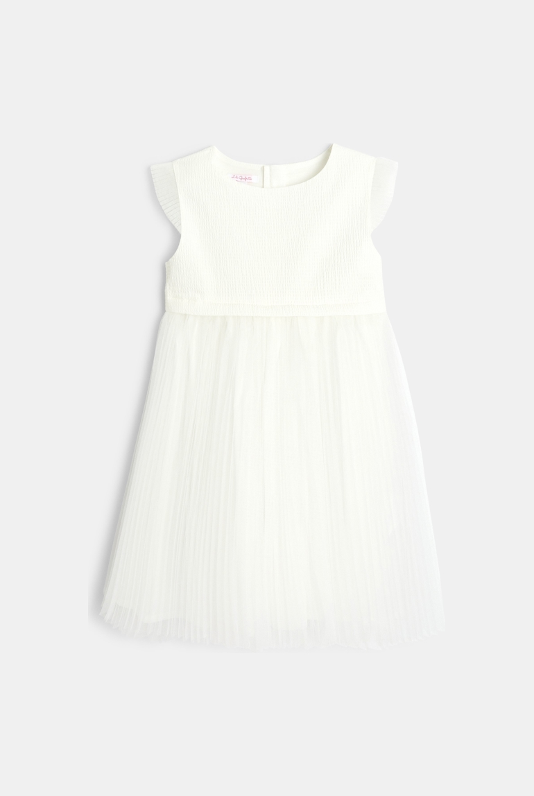 Robe bi-matière blanche fille 1