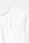 T-shirt bi-matière broderie anglaise blanc bébé fille 2