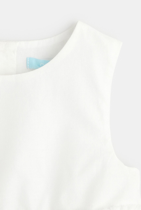 Robe chic bi-matière avec bloomer blanche bébé fille
