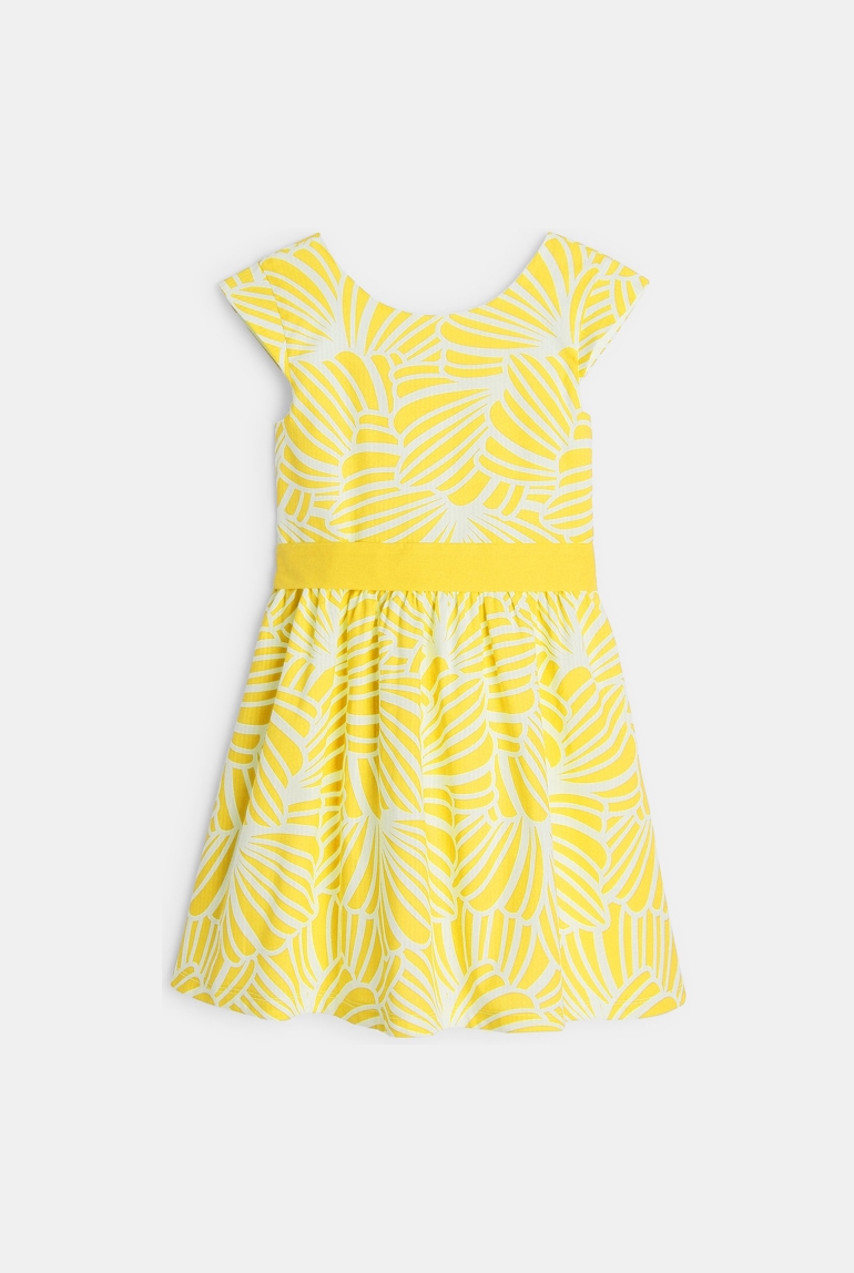 Robe chic imprimée jaune fille 1