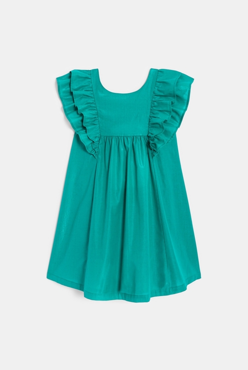Svetlikajoča se obleka z volančki zelena deklica 1