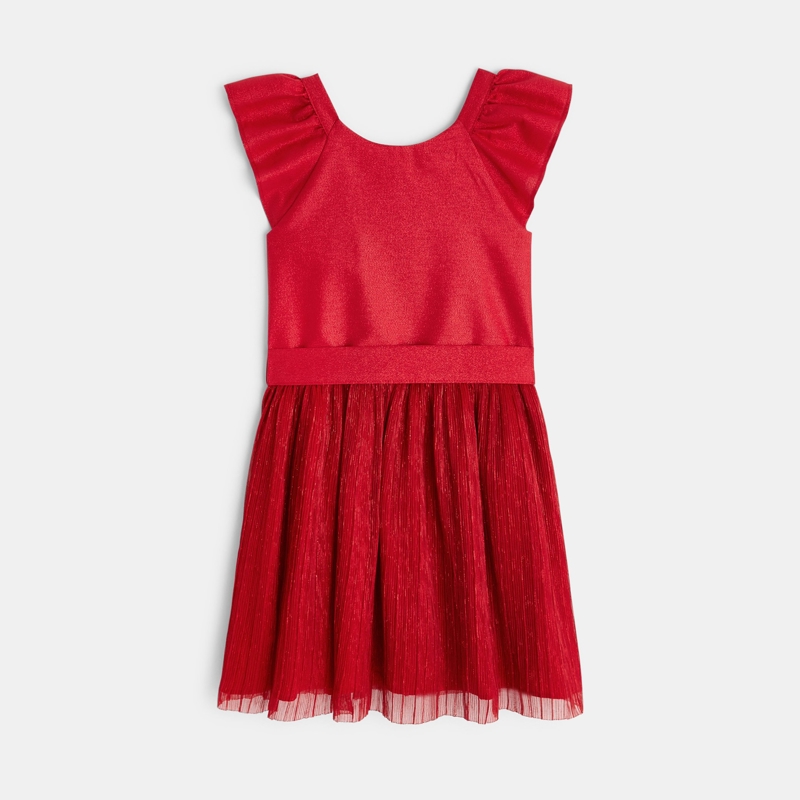 Robe habillée pailletée rouge fille - 3A