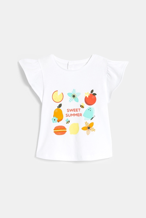 T-shirt impression fruits blanc bébé fille 1