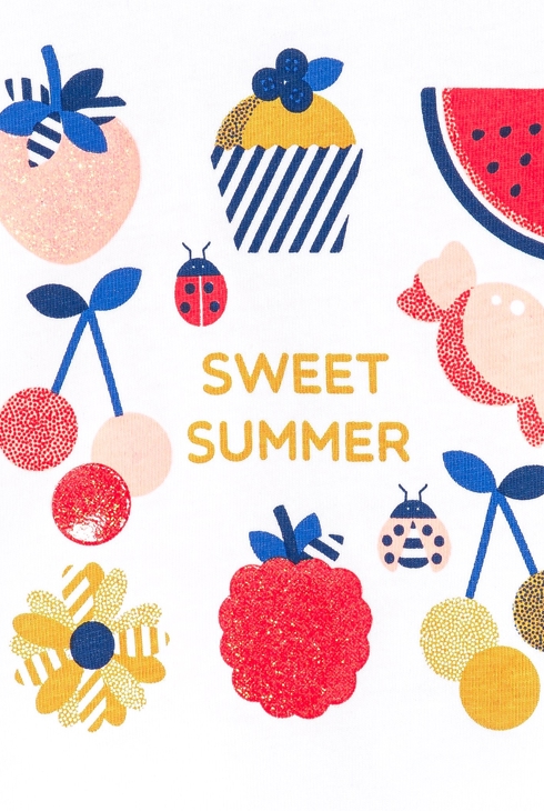 Weißes Baby-T-Shirt mit Obstprint für Mädchen 2